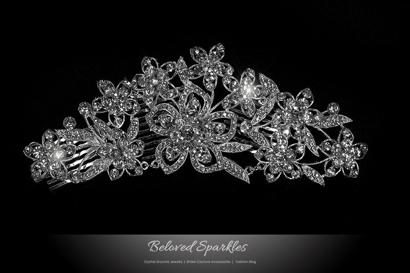 Sheri Vintage Cascade Flower Hair Comb | Crystal - Beloved Sparkles
- 1